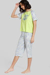 Zivame Optics Fun Knit Cotton Capri Set - Forever Blue — thumbnail 2
